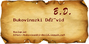 Bukovinszki Dávid névjegykártya